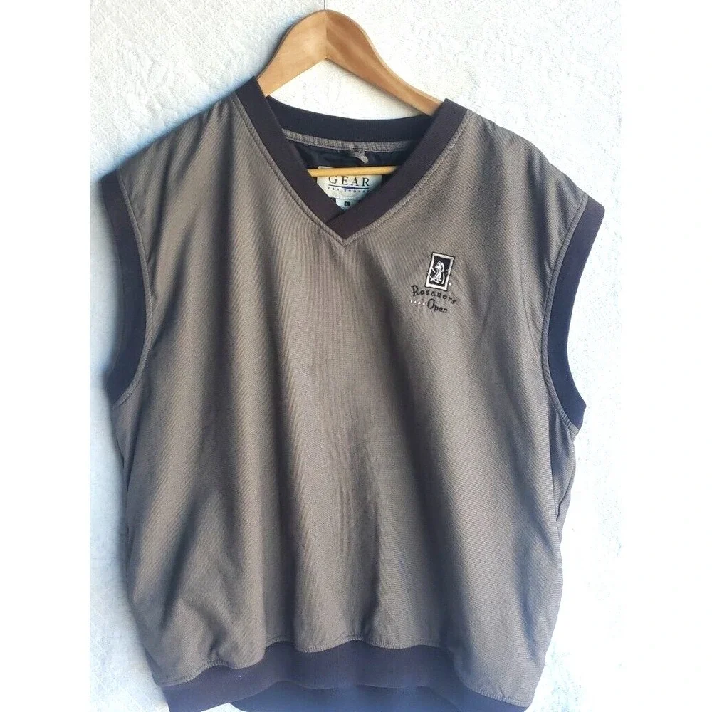 Gear for Sports Golf Vest Rosauers Open‎ Mens Large Brown Tan embroidered V neck